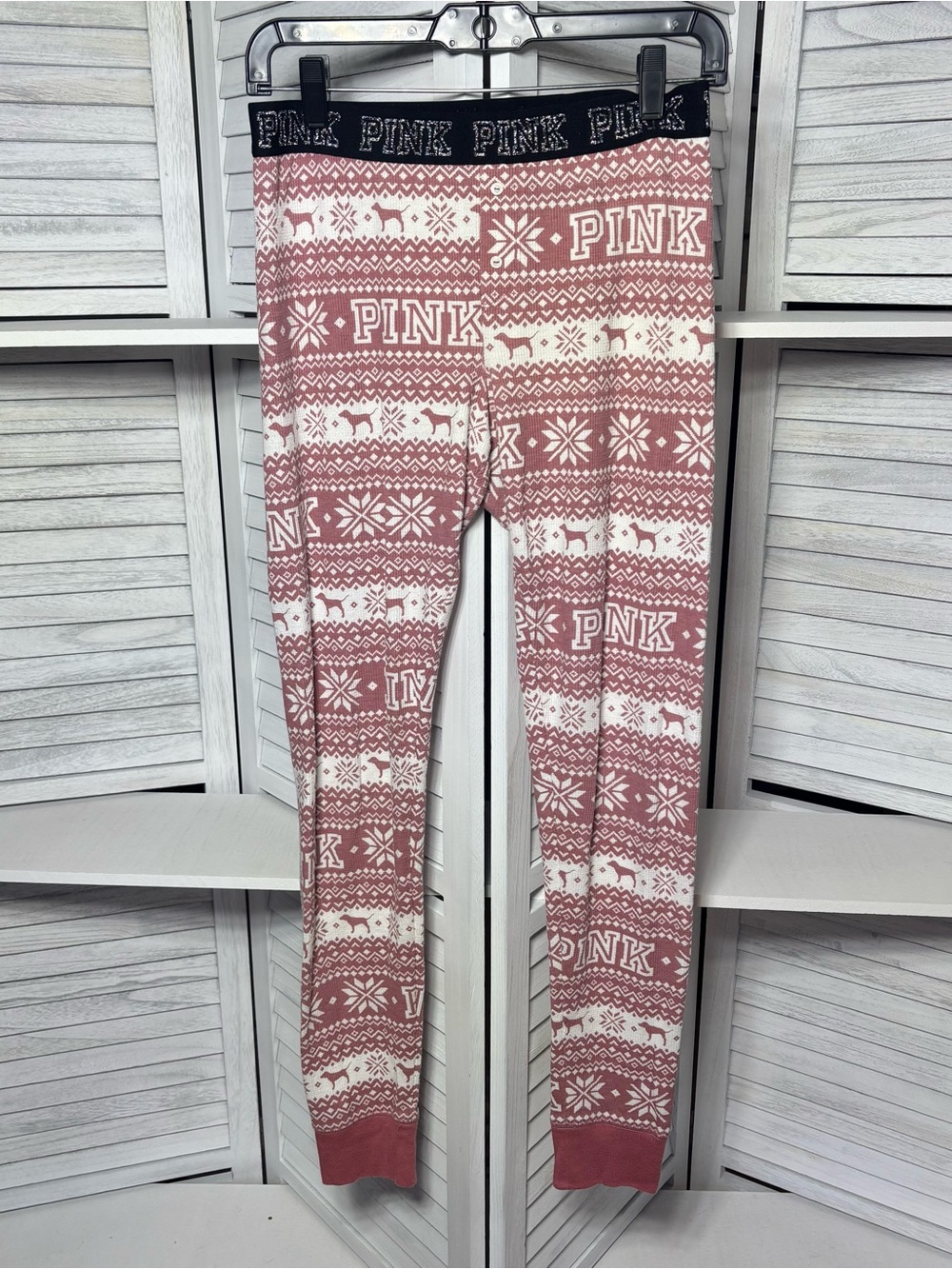 PINK Victoria’s Secret Fair Isle Thermal Pajama Leggings M